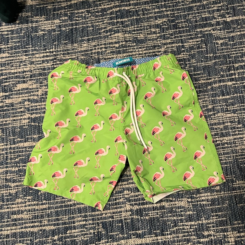 Bonobos swim suit, green with flamingos size M